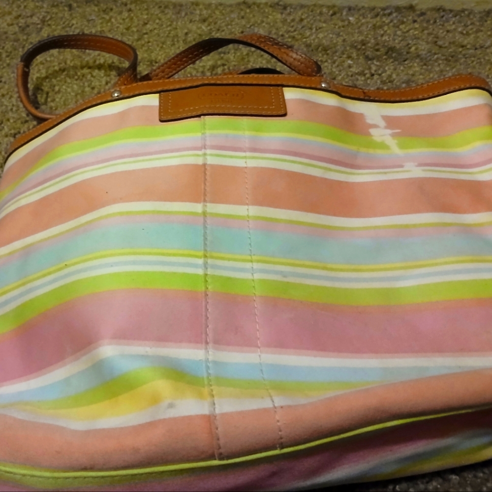 Coach Striped Multicolor Tote Bag